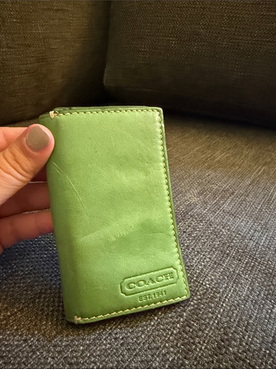 Coach Other - Coach Green Leather Card Case with Embossed Logo
